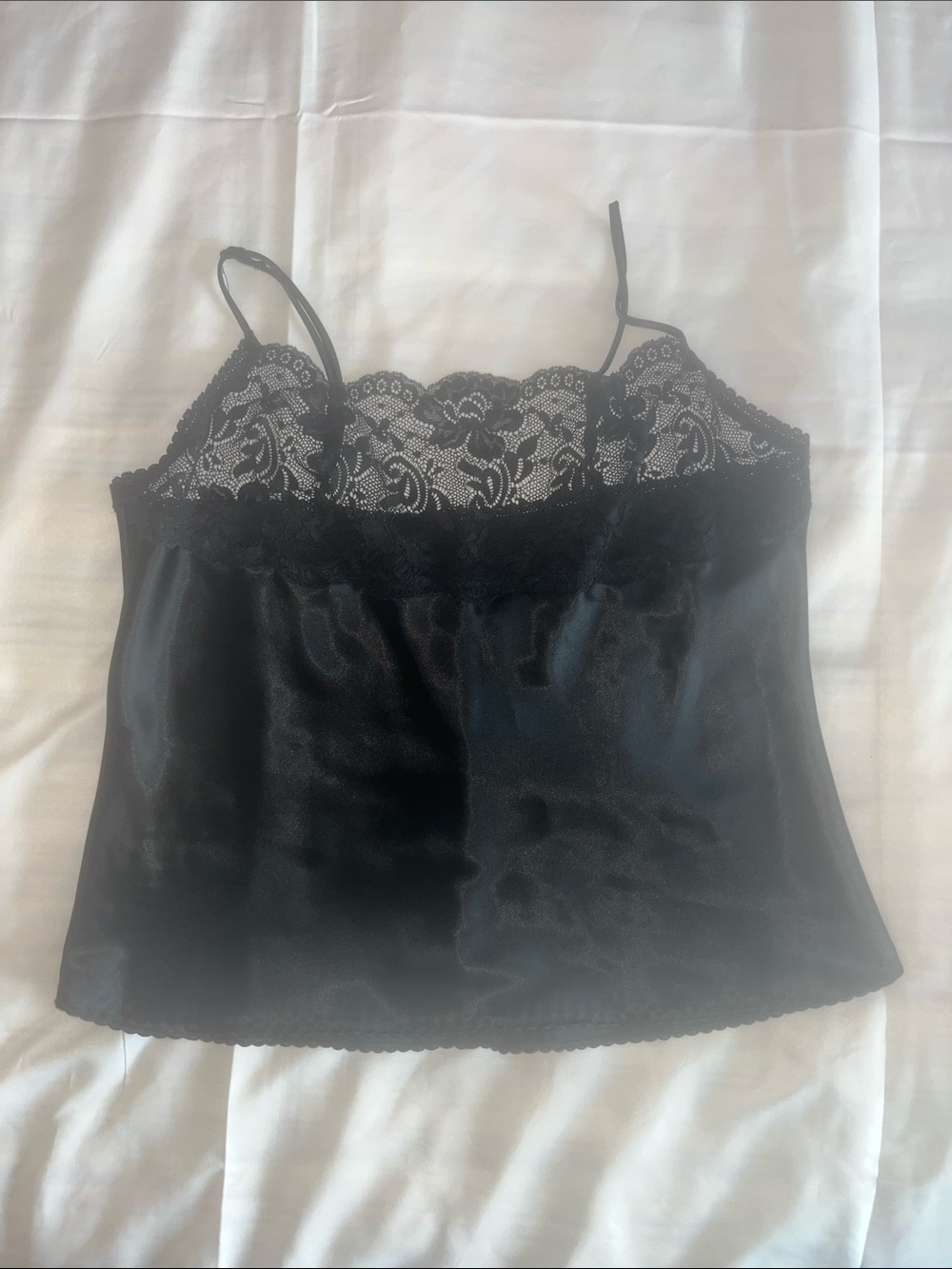 Vintage Black Lace Satin‎ Camisole M